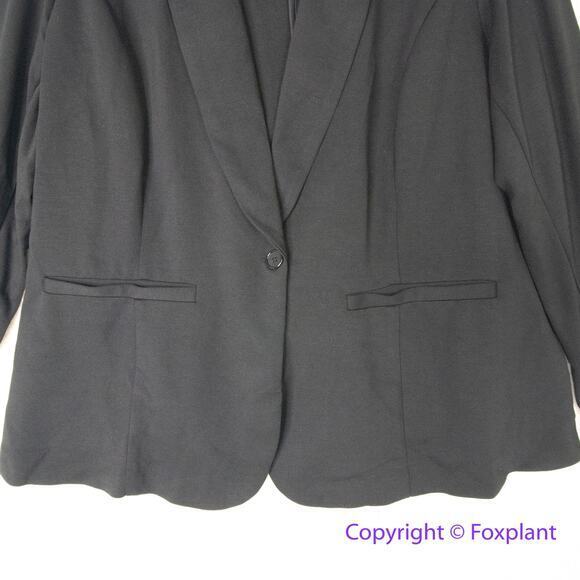 New! Eloquii black blazer one button, shoulder pads, size 20 - Picture 3 of 14